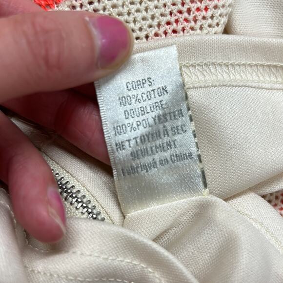 J.O.A. Knit 2 Piece Crop Top & Skirt Set Cream Orange Strip Size Large NWT - Picture 13 of 13